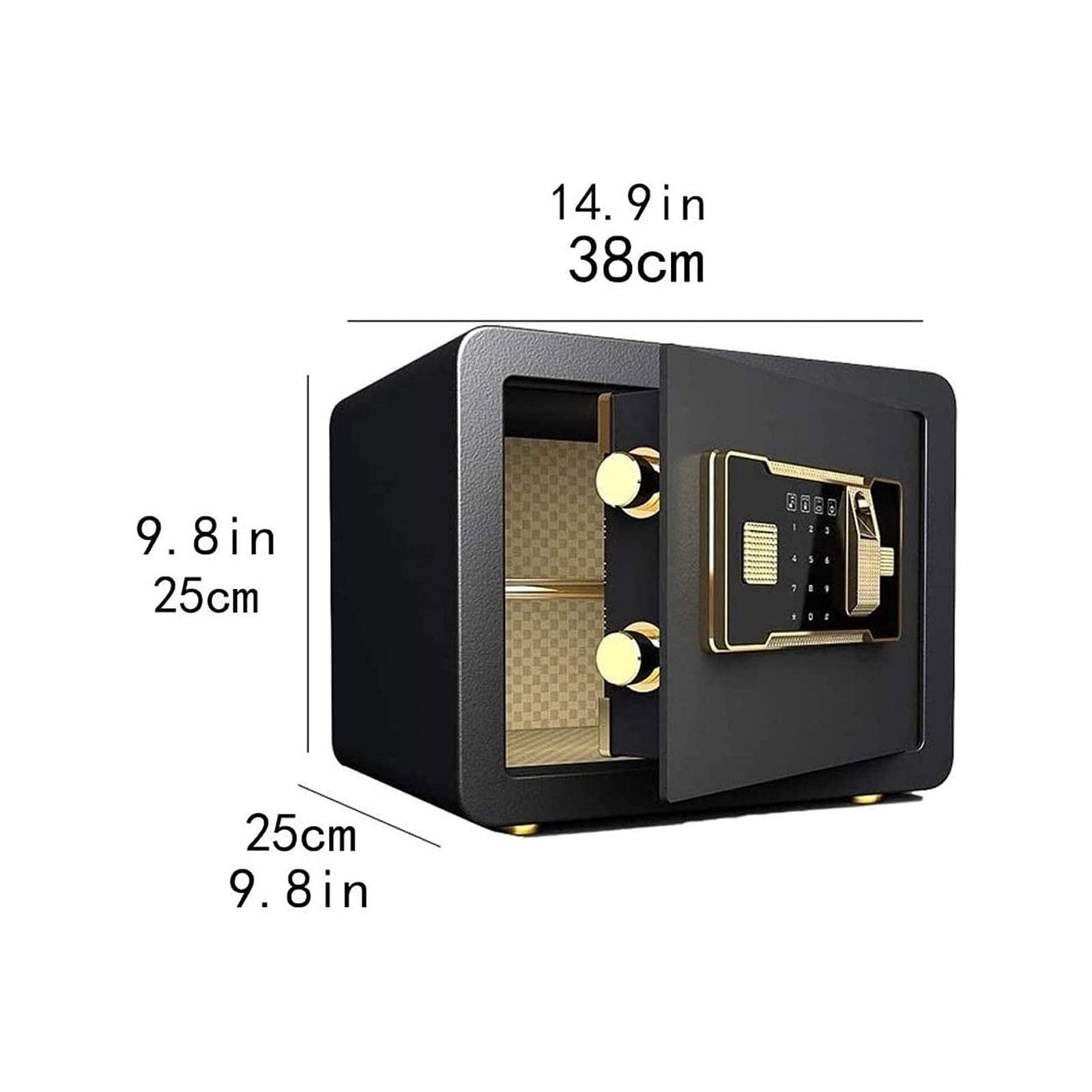 Caja fuerte de alta seguridad ignífuga e impermeable con huellas dactilares y doble bloqueo, caja fuerte electrónica de acero digital para almacenamiento en el hogar de objetos de valor en efectivo y