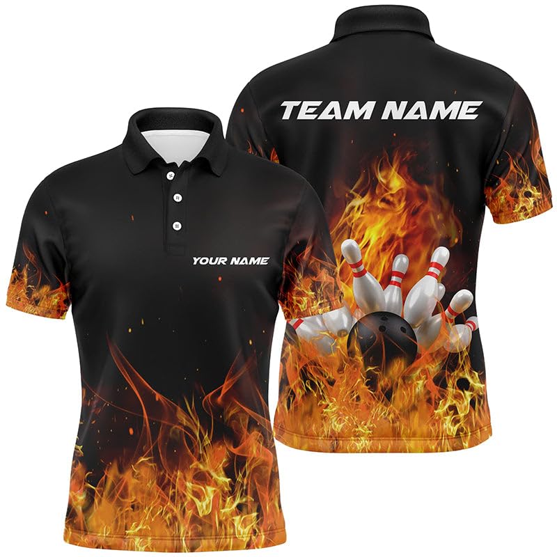 Individuelle Bowling-Shirts für Männer und Frauen, Personalisierte Flame Bowling-Team-Trikots I5165