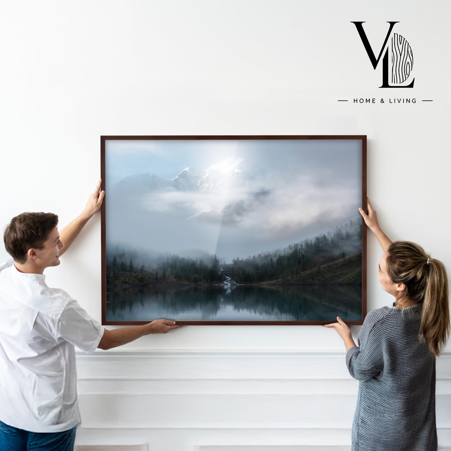 VELORA H&L Marco de Fotos Negro 80 x 120 cm - Marco de Madera con Metacrilato Transparente, Portafotos para Fotos, Pósteres, Láminas, Puzzles, Diplomas y Certificados