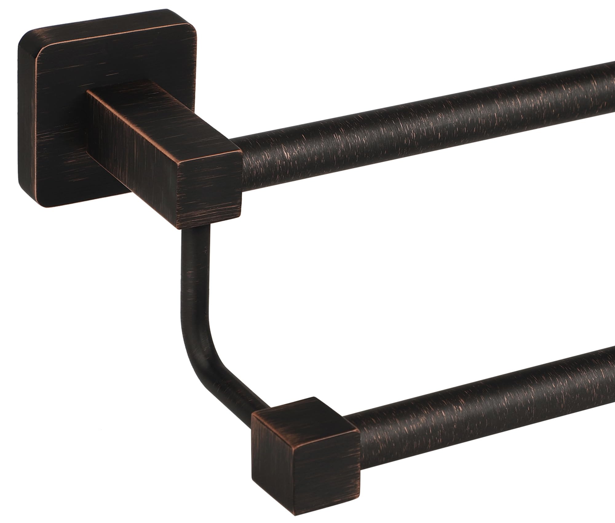 Ntipox Antique Bathroom Double Towel Bar Oil Rubbed Bronze, 24 Inch Square Towel Racks for Bathroom Wall Mounted,Bathroom Towel Holder Brushed Bronze,Two Towel Rod Hanger for Hotel