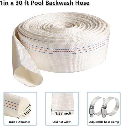 Miniatura 3 de QuQuyi Manguera de retrolavado de PVC reforzado resistente de 1 pulgada x 98.4 pies, tubo de descarga de agua de uso general para aplicaciones de