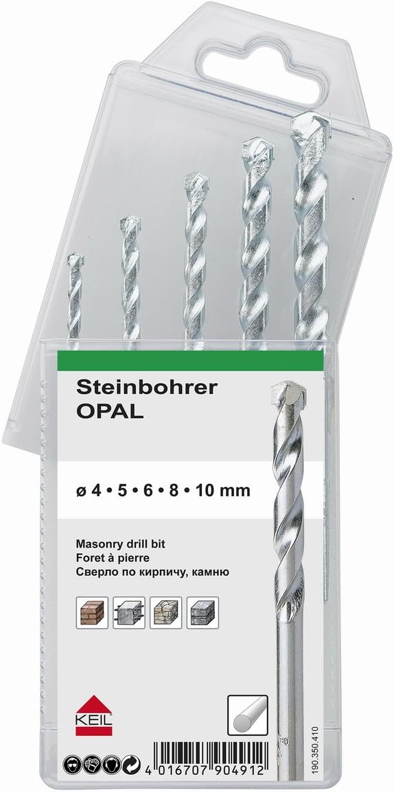 KEIL Schlagbohrersortiment Opal Stone, 5–Piece, Ø 4.0/5.0/6.0/8.0/10.0 MM in Multipack 190 350 410