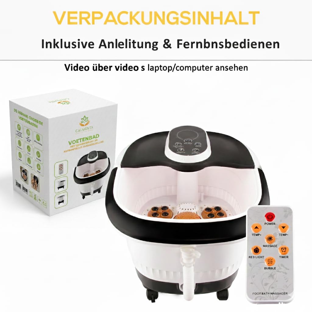 XXL Fußbad 12L – Automatische Radmassage & Infrarot – Fußsprudelbad 48°C mit Shiatsu – Elektrische Fußbadewanne - Entspannung Fußpflegegerät