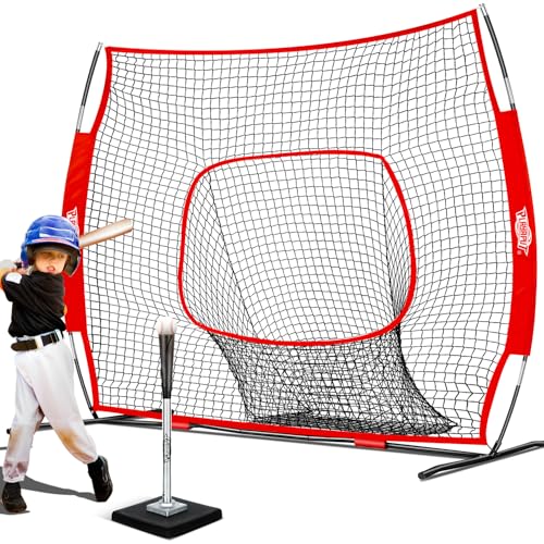 PLAYAPUT Baseball Batting Tee and Practice Net Combo for