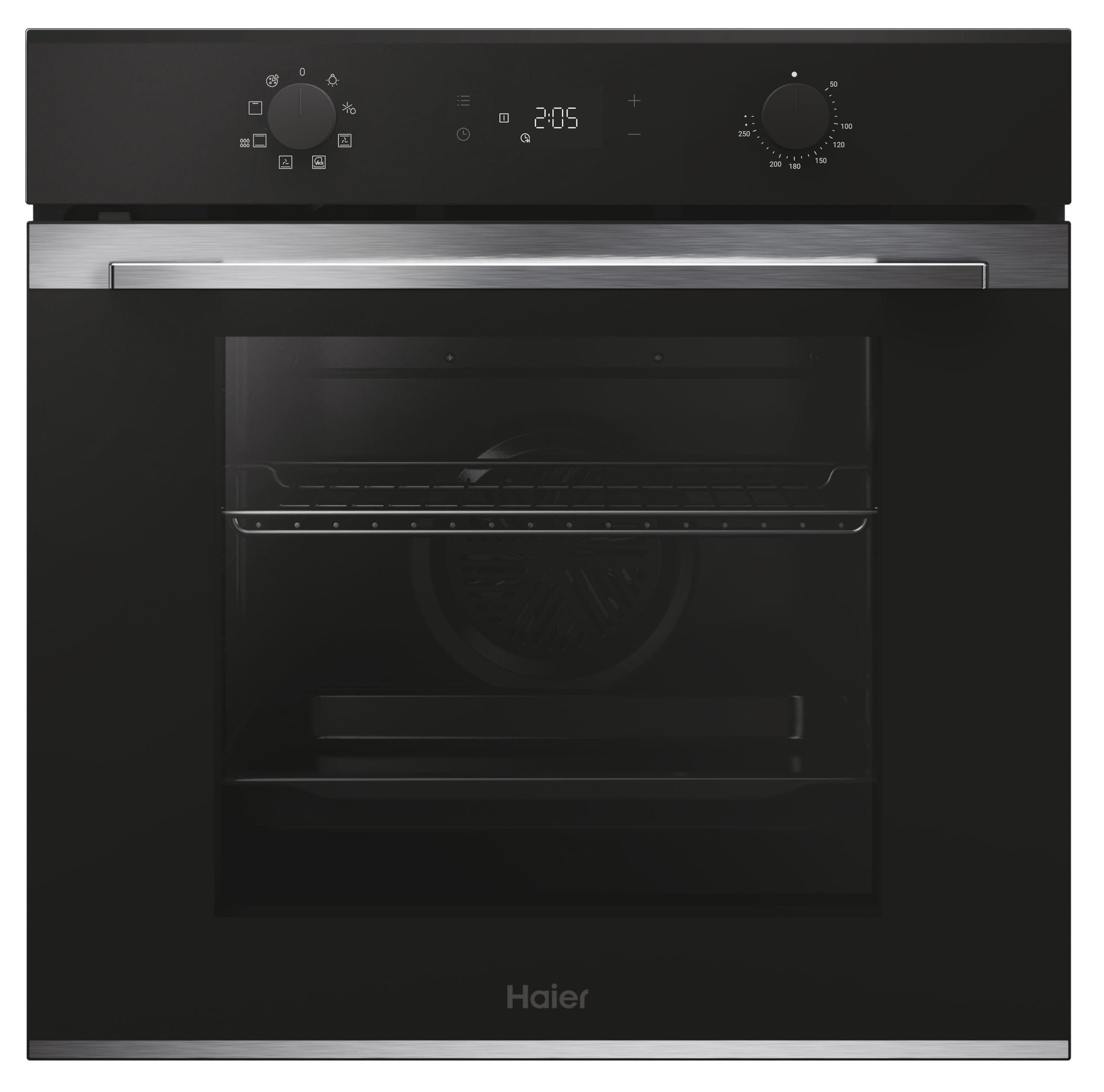 Haier ID Series 2 H6 ID2P3T1HTX - Horno Multifunción Hidrolítico, 78L, Cocción multinivel, 9 Funciones, Display táctil y mandos giratorios, Guía Telescópica, 2 Cristales en puerta, Negro e Inox