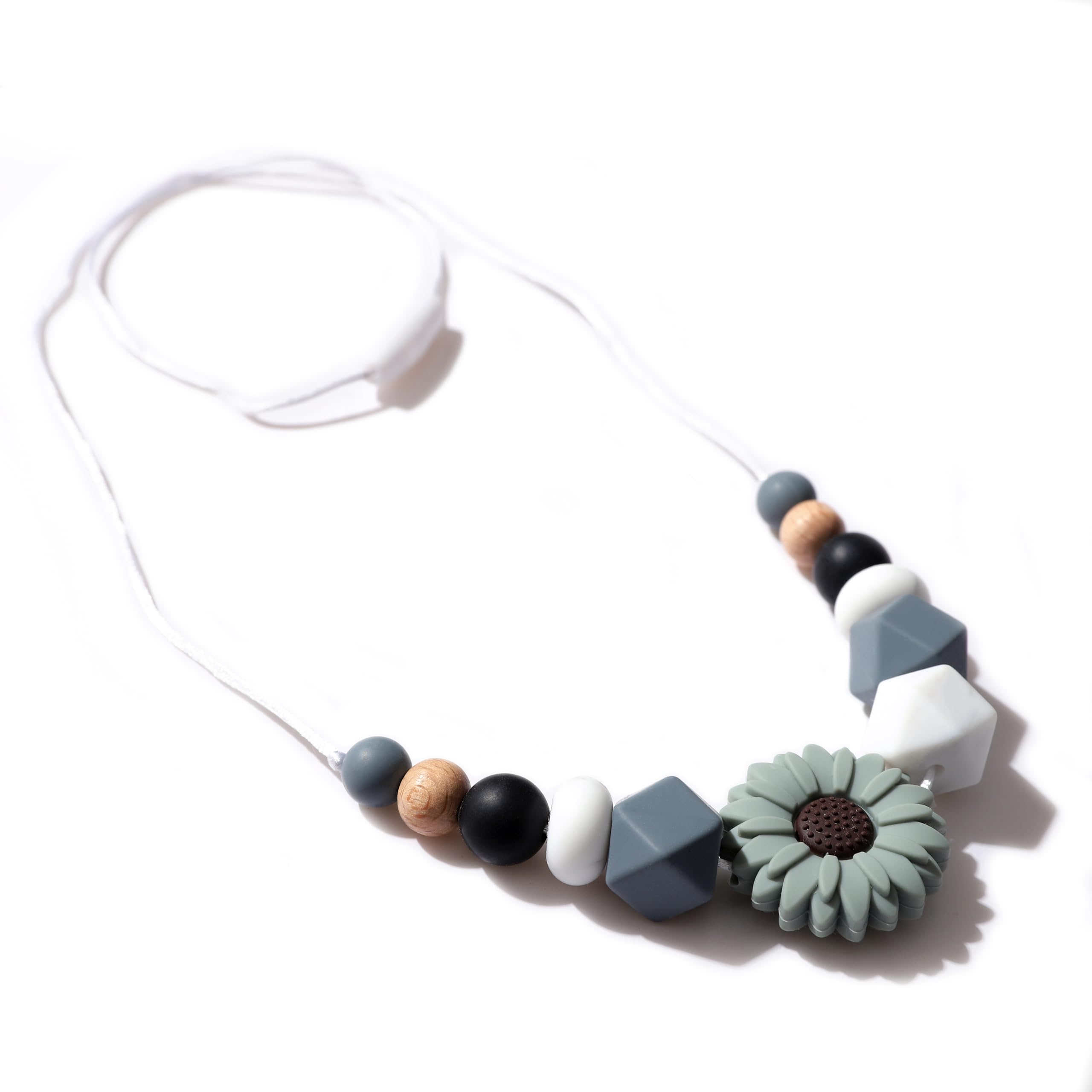 TERJIO Silicone Breastfeeding Necklace - Silicone Jewelry For New Mothers, Emotional Calming Nursing Newborn Sensory Fidget Necklace, Bohemian Daisy Decoration.