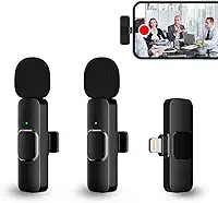 PQRQP Microfone de lapela duplo sem fio para iPhone, iPad, videoconferência, gravação, transmissão ao vivo