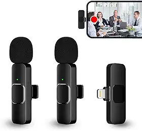 PQRQP Microfone de lapela duplo sem fio para iPhone, iPad, videoconferência, gravação, transmissão ao vivo