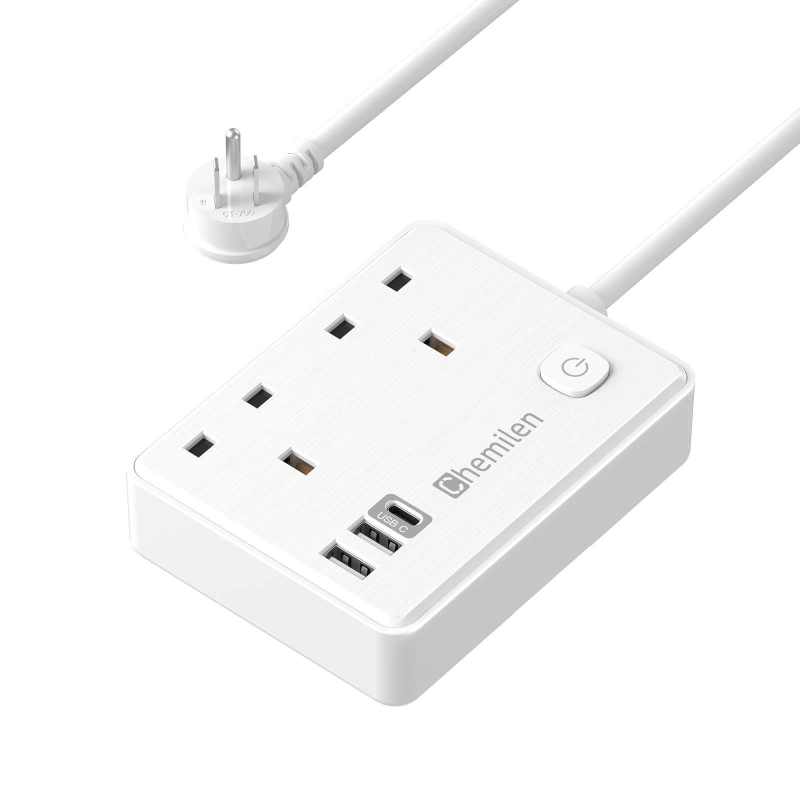 UK to US Plug Adaptor 2 UK Outlets & 3 USB Ports, US Adapter Travel from UK with 1.5M Extension Cable for American, Mexico, Canada, Thailand and More(Type B)