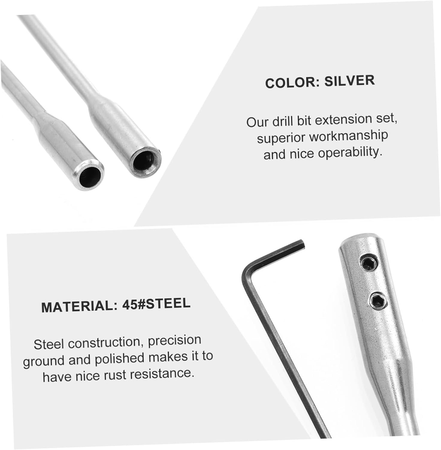 Mikikit Practical Drill Bit Expander Rod and Wrench Drill Bit Extension Set for