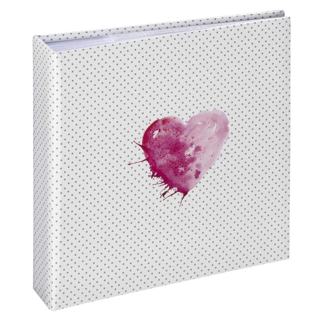 Hama Album traditionnel "Lazise" (taille de l'album de 22,5 x 22 cm, pour 200 photos au format 10 cm x 15 cm, 100 pages, avec pochette CD, élégant) Blanc/Noir/Rose