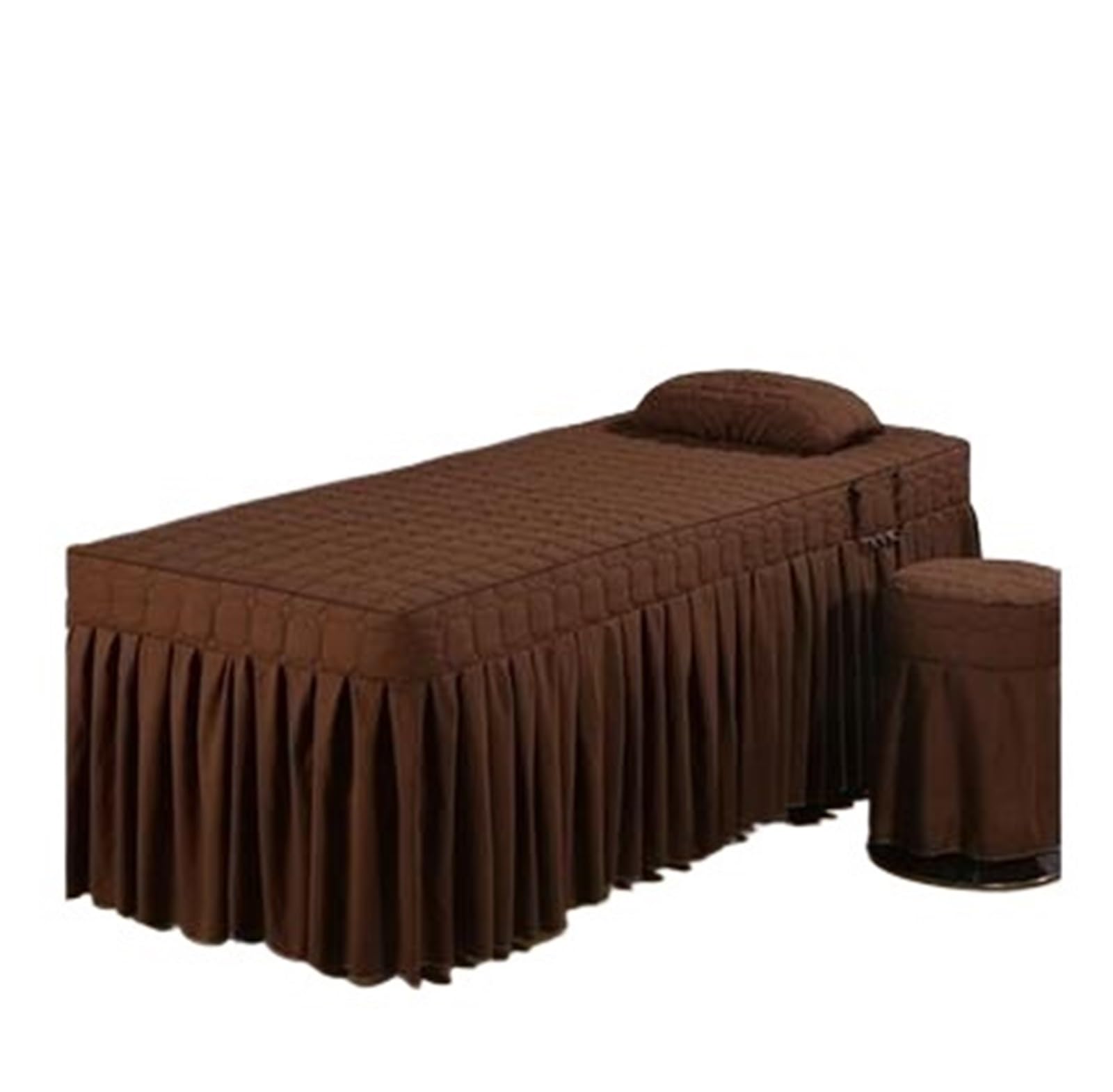Massage Bed Sheet 2pcs Set Bed Skirt+ Pillowcase SPA Massage Table Cover Sheet Bedskirt with Hole(Color 21,80x190)