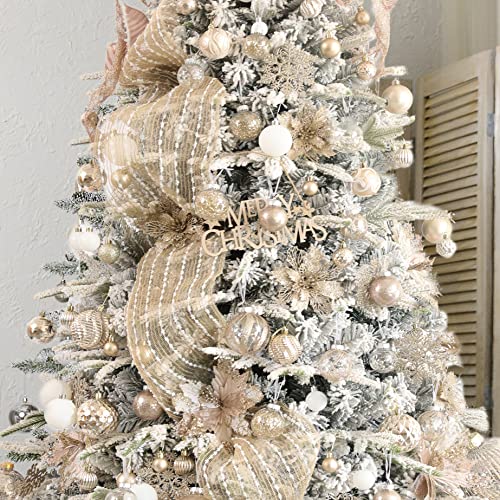 Clear Christmas Ball Ornaments,24ct Shatterproof Plastic Decorative Christmas Ornaments Hanging Xmas Tree Baubles Set with Stuffed Delicate Glittering Decorations for Holiday Party Decor (Champagne) - image 6