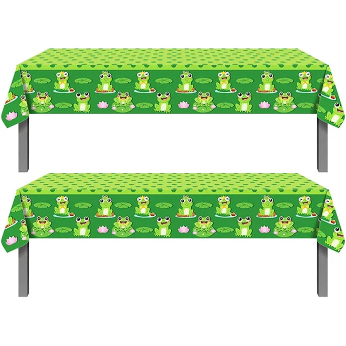 TOKYMOON 2 Pack of Disposable Cartoon Frog Animal Themed 54x87In Tablecloths Birthday Party Table Cover for Summer Frog Baby Shower Birthday Party Supplies Decorations โ image 1