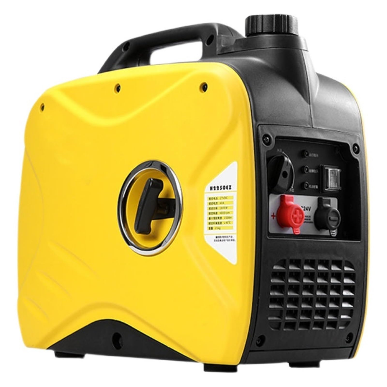 Aire acondicionado de estacionamiento de 24 V, generador automático de gasolina, arranque remoto, vehículo de carga de CC, silencioso, pequeño diésel Para bricolaje(Yellow)