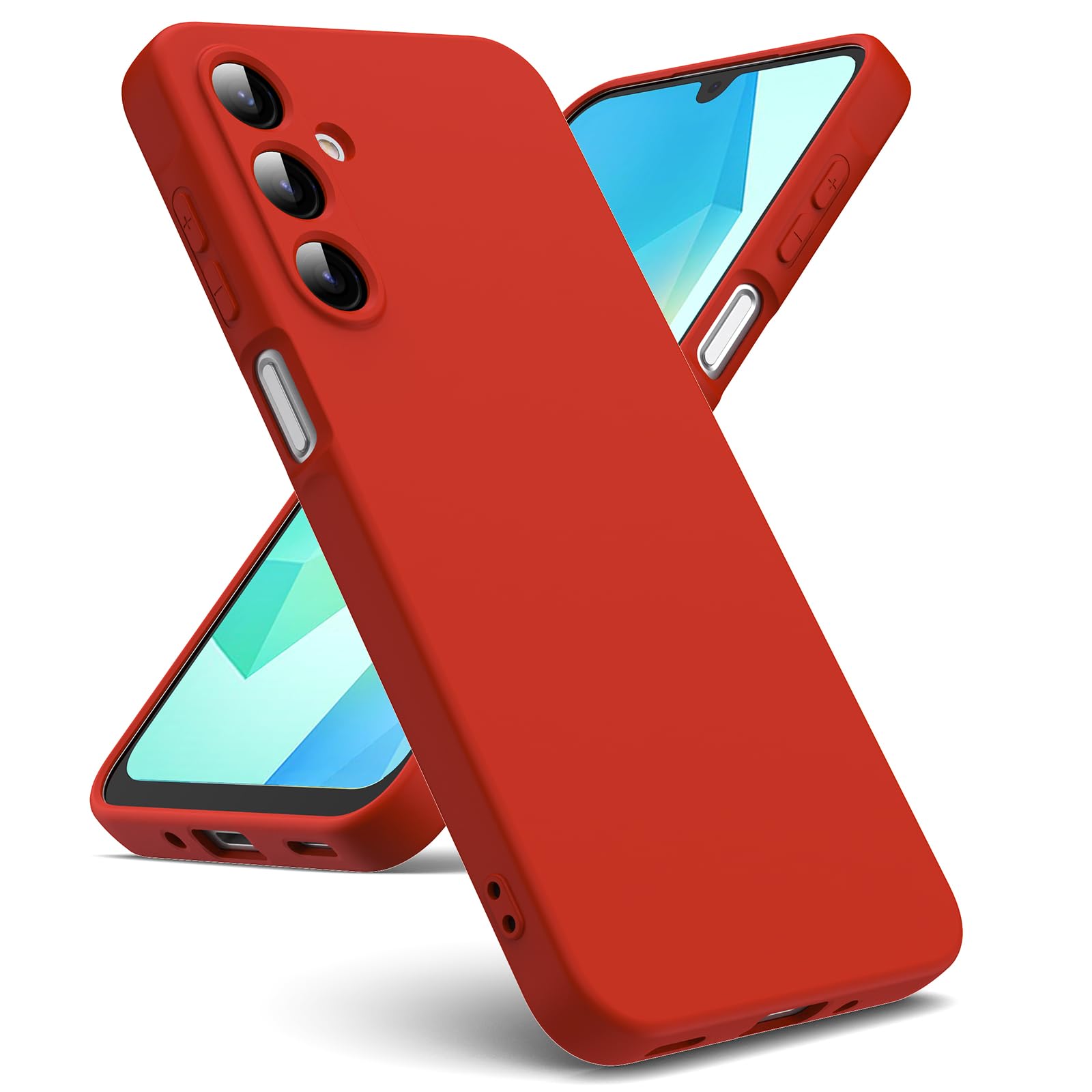 Oududianzi - Cover Compatibile con Samsung Galaxy A16 4G / 5G [Silicone Liquido] [Interno in Microfibra] Gomma Gel di Silicone Liquida Antiurto Custodia Cover Samsung A16 - Rosso