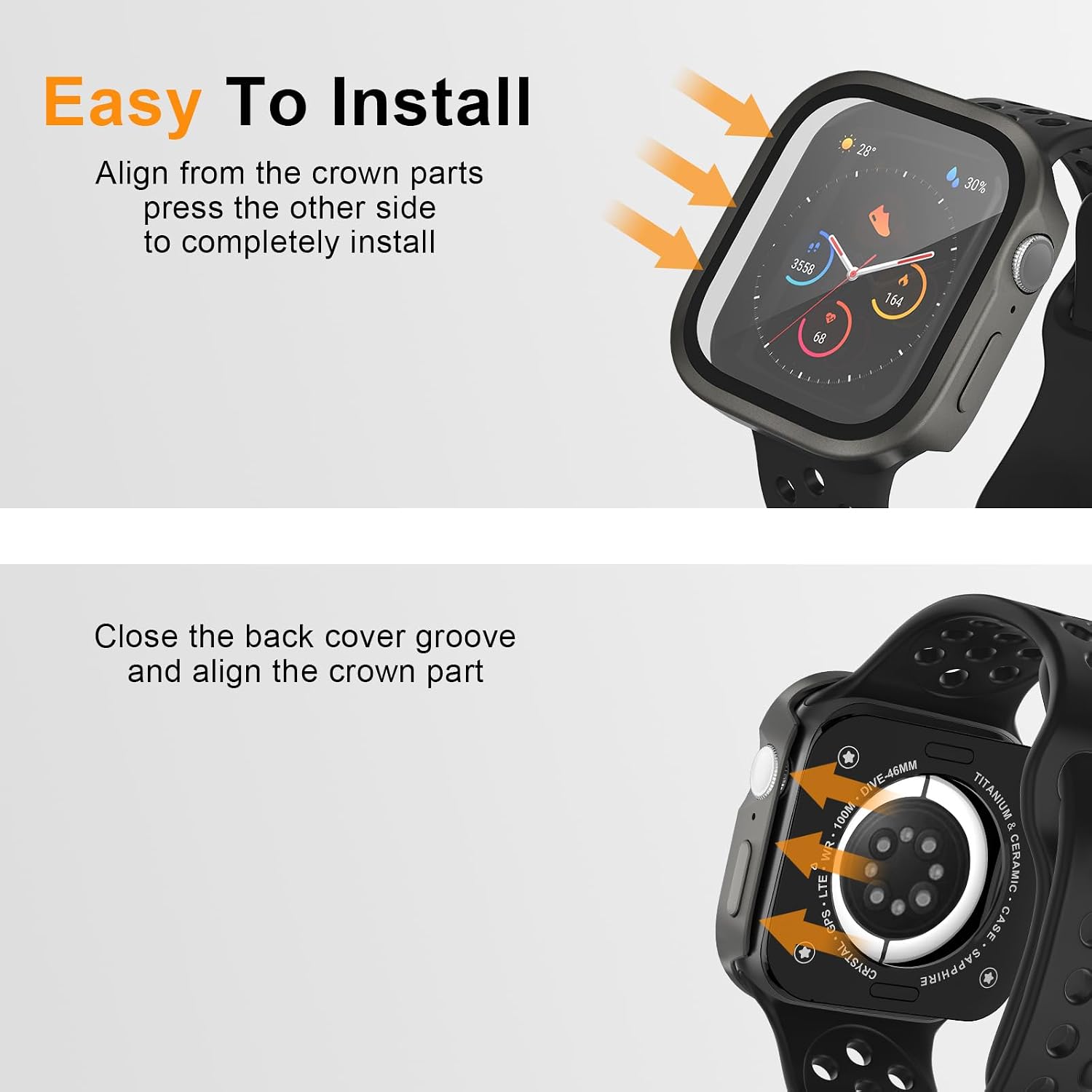 Ultra-Thin Metal 46mm Apple Watch Case, Titanium Gray image 3