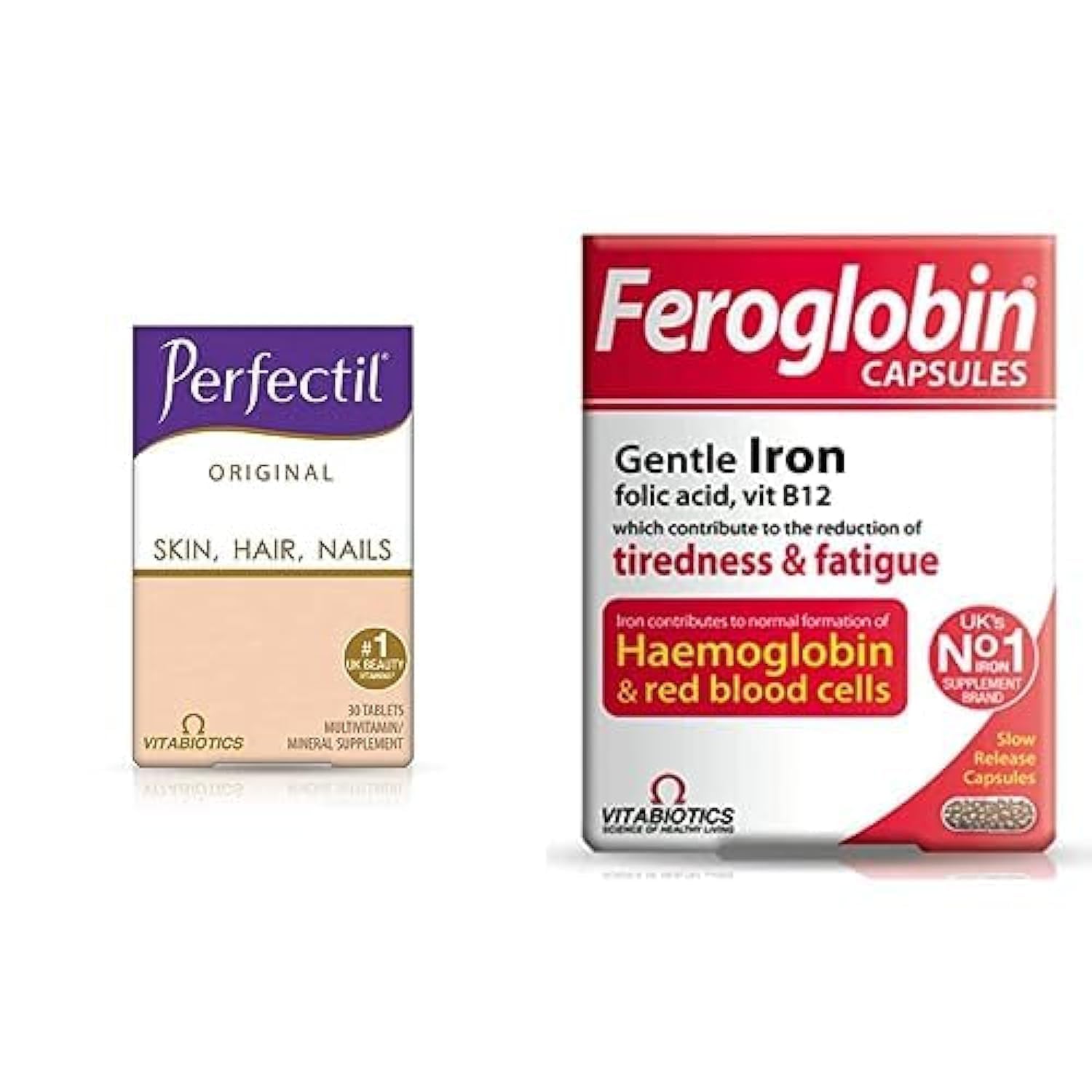 Vitabiotics Bundle: Perfectil Original 30 Tablets + Feroglobin Original 30 Tablets