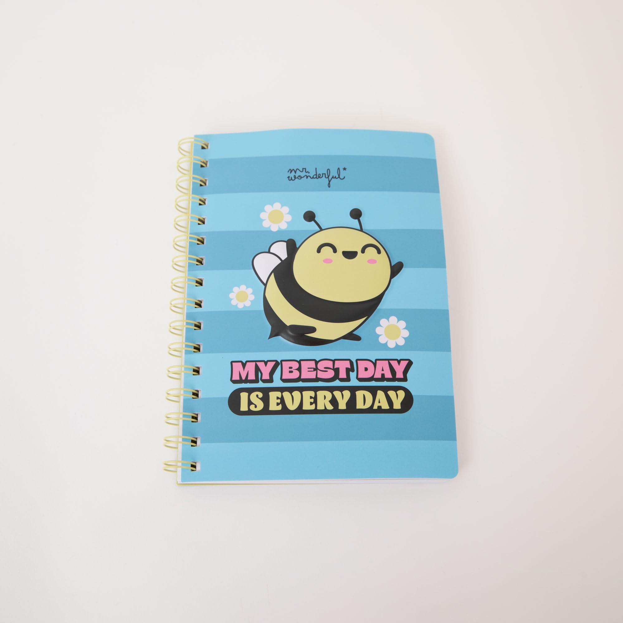 Mr. Wonderful - A5 3D Bee Notebook - Spiral Bound - Give it your best! - 160 white pages