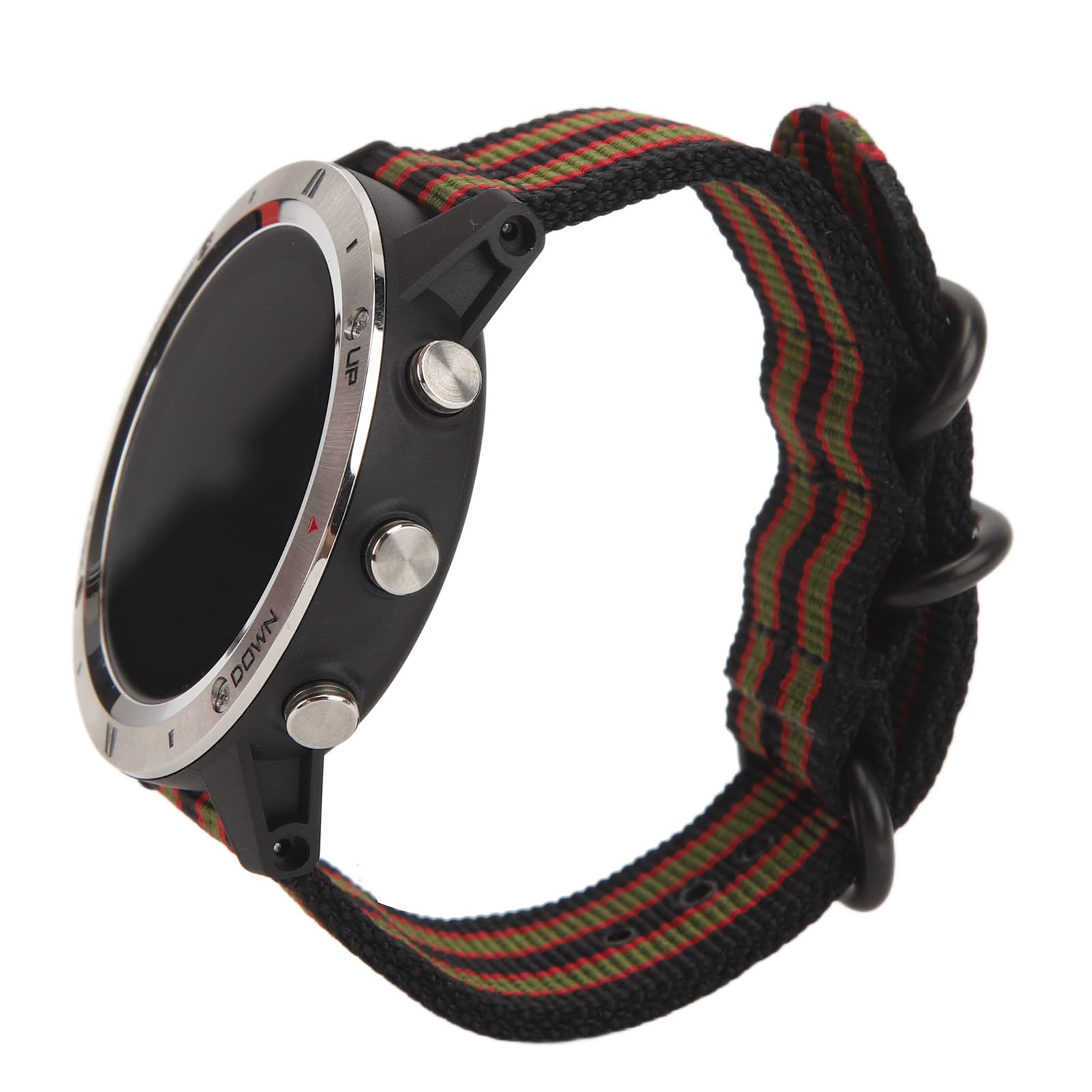 BROLEO Męski smartwatch, 4.0, sterowanie muzyką, pulsometr ze stali nierdzewnej i nylonu, sportowy smartwatch z aplikacją do jazdy na rowerze (styl w paski)