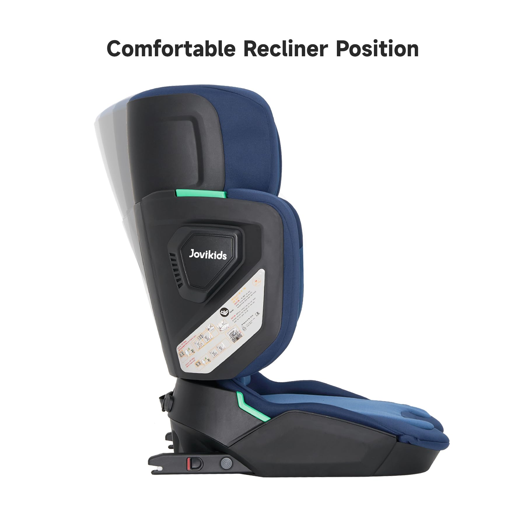 Jovikids i-Size Booster Seat with ISOFIX, Suitable for Kids 100-150cm (Approx. 3 to 12 Years), Adjustbale Height and Width, Portable Toddler Car Seat for Travel, Compact & Folding, ECE R129