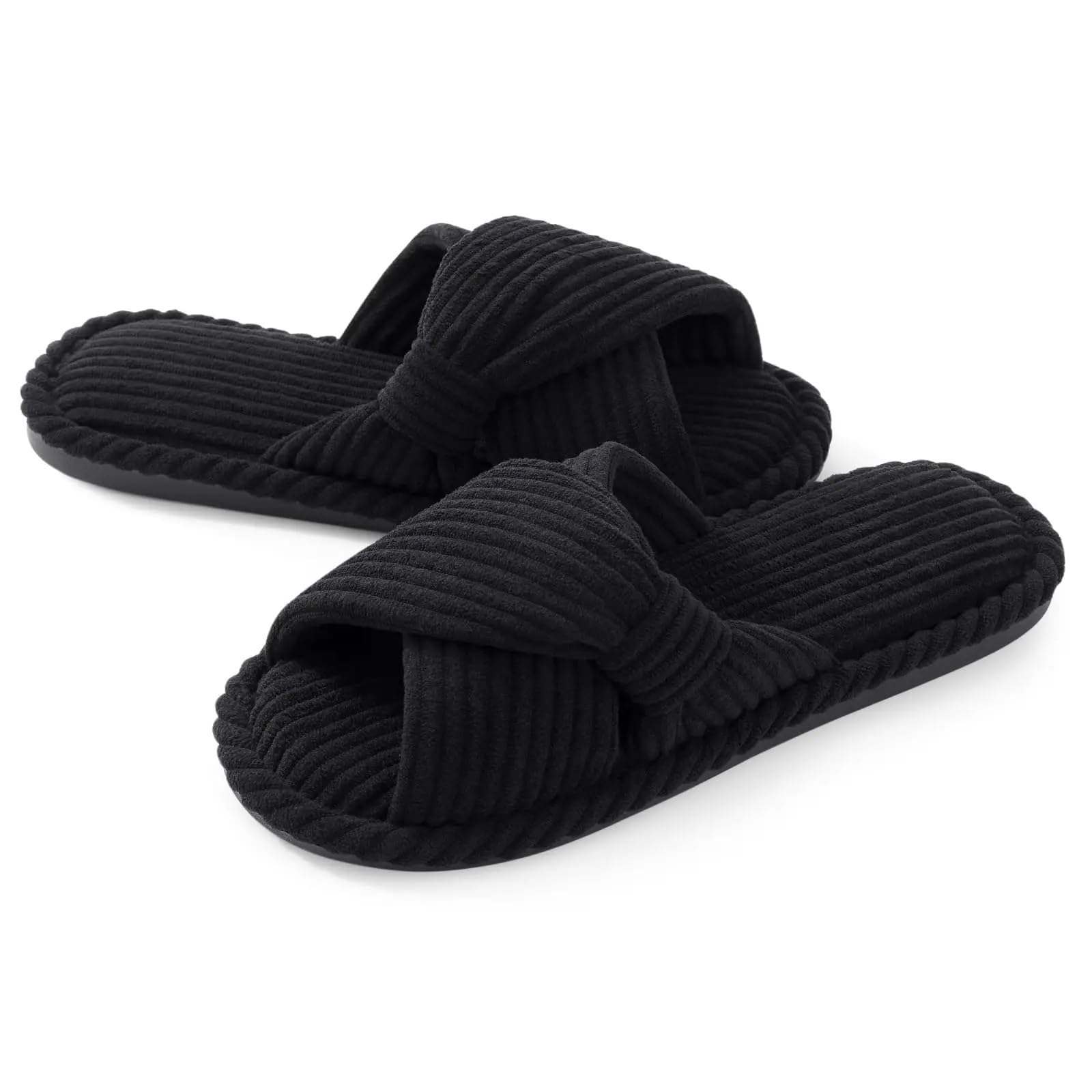 Ciabatte Aperte Ddonna Pantuflas de Mujer for Interior con Punta Abierta, Pantuflas Tipo Chanclas(Black,260)