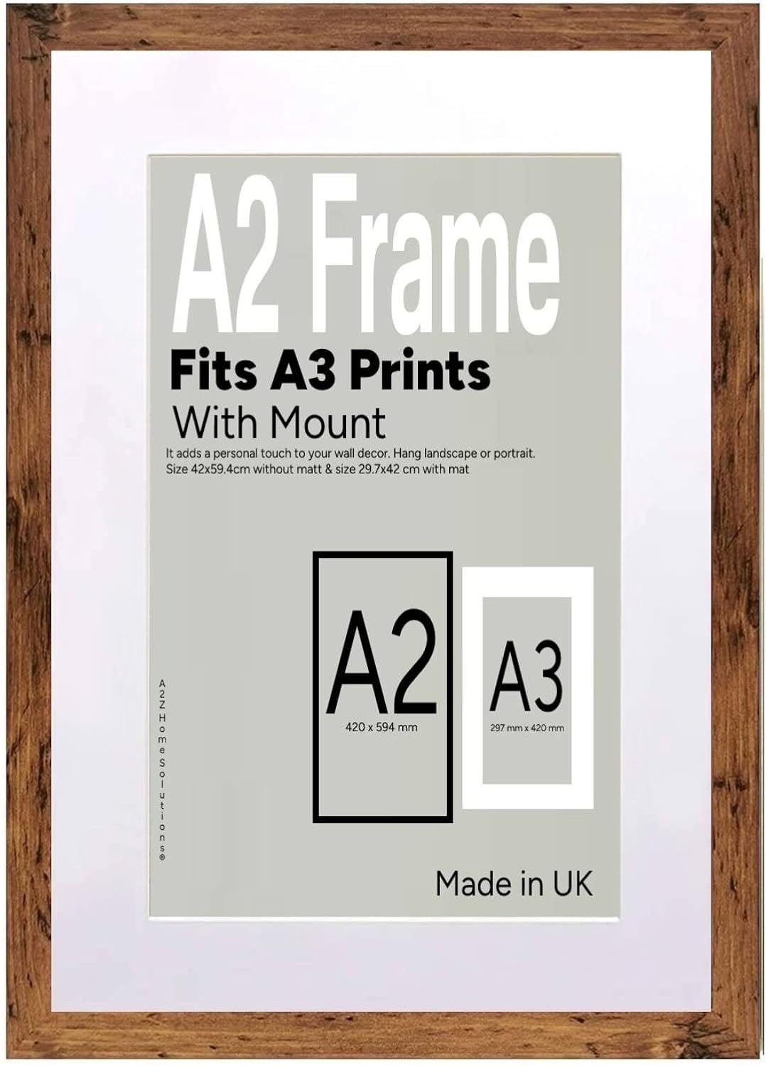 A2Z Home Solutions Photo Frame Rustic A2 Frame With A3 Mount Picture