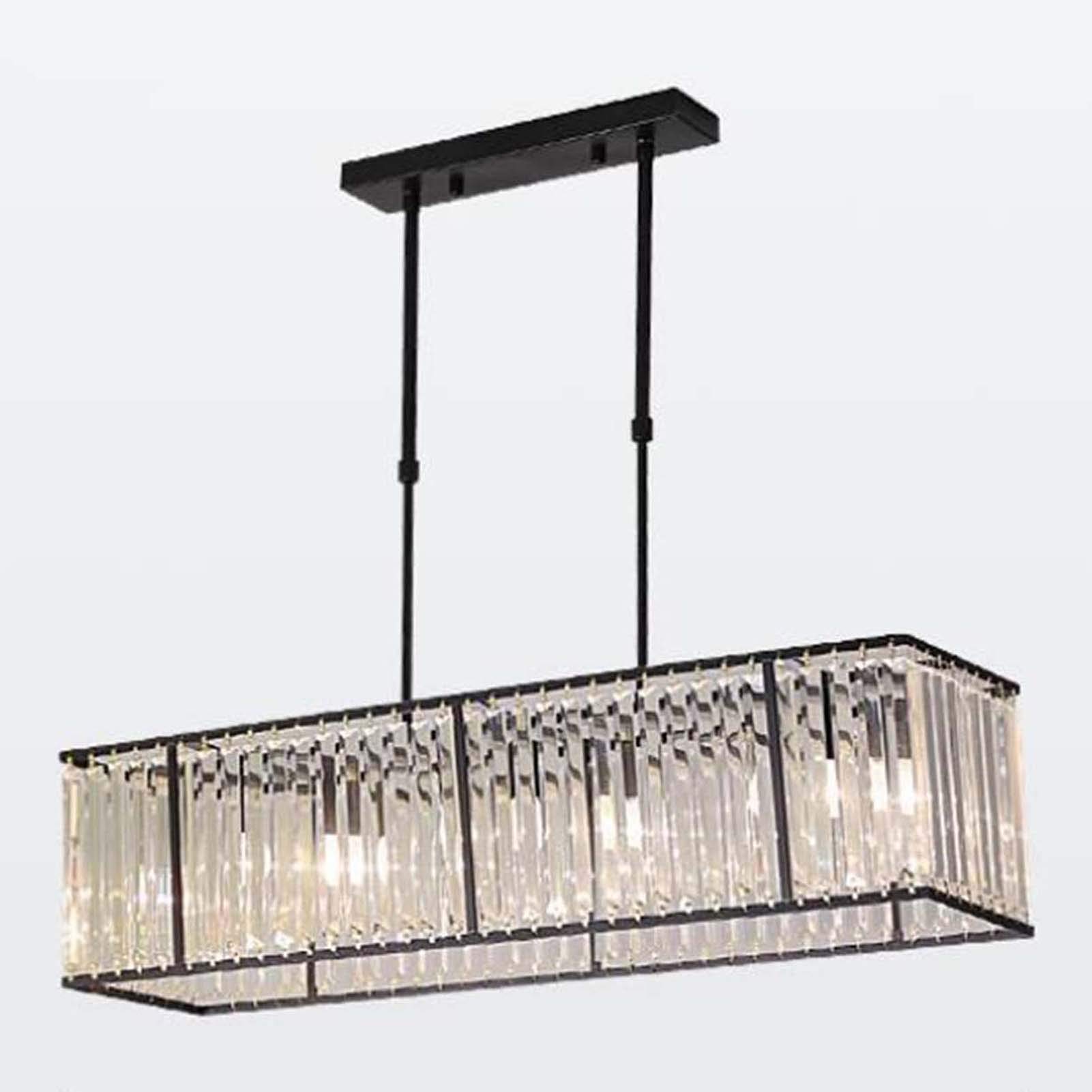 KXEcoLife Modern K9 Crystal Raindrop Chandelier, LED Pendant Light Fixture for Dining Room, Bedroom & Living Room - Elegant Black Design, 55cm Diameter