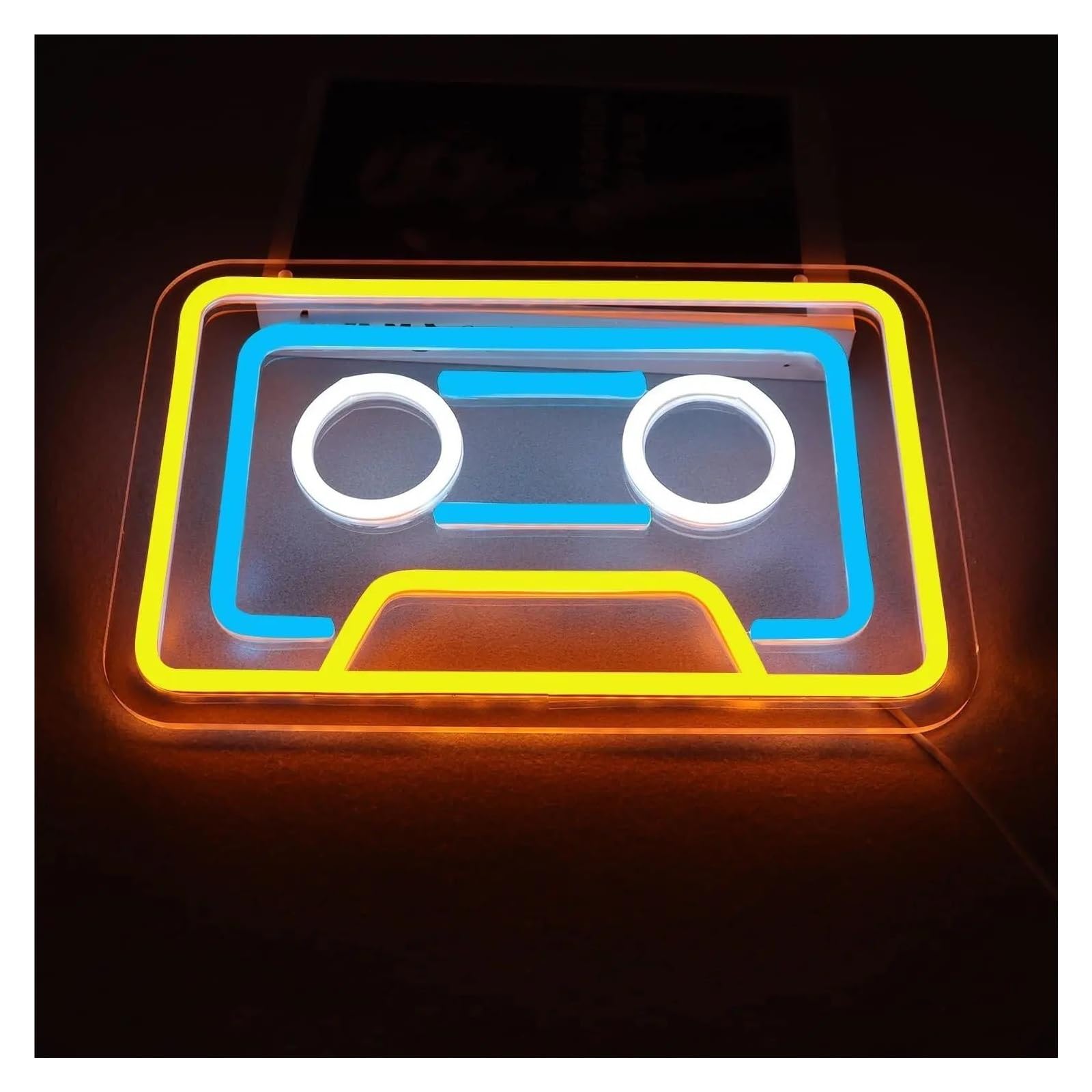 Insegna al Neon Insegna Al Neon Con Musica In Cassetta, Luci Al Neon Dimmerabili USB Per Sale Giochi, Decorazione Per Studio Musicale Retrò 31x20cm