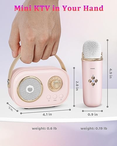 Miniatura 5 de PRUNUS C20 - Mini máquina de karaoke para adolescentes, regalos de elefante blanco, regalos de Navidad para niños de 3 a 12 años, altavoz Bluetooth