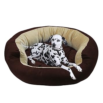 Mellifluous Small Size Cat and Dog Super Soft Pet Bed, Brown-Cream