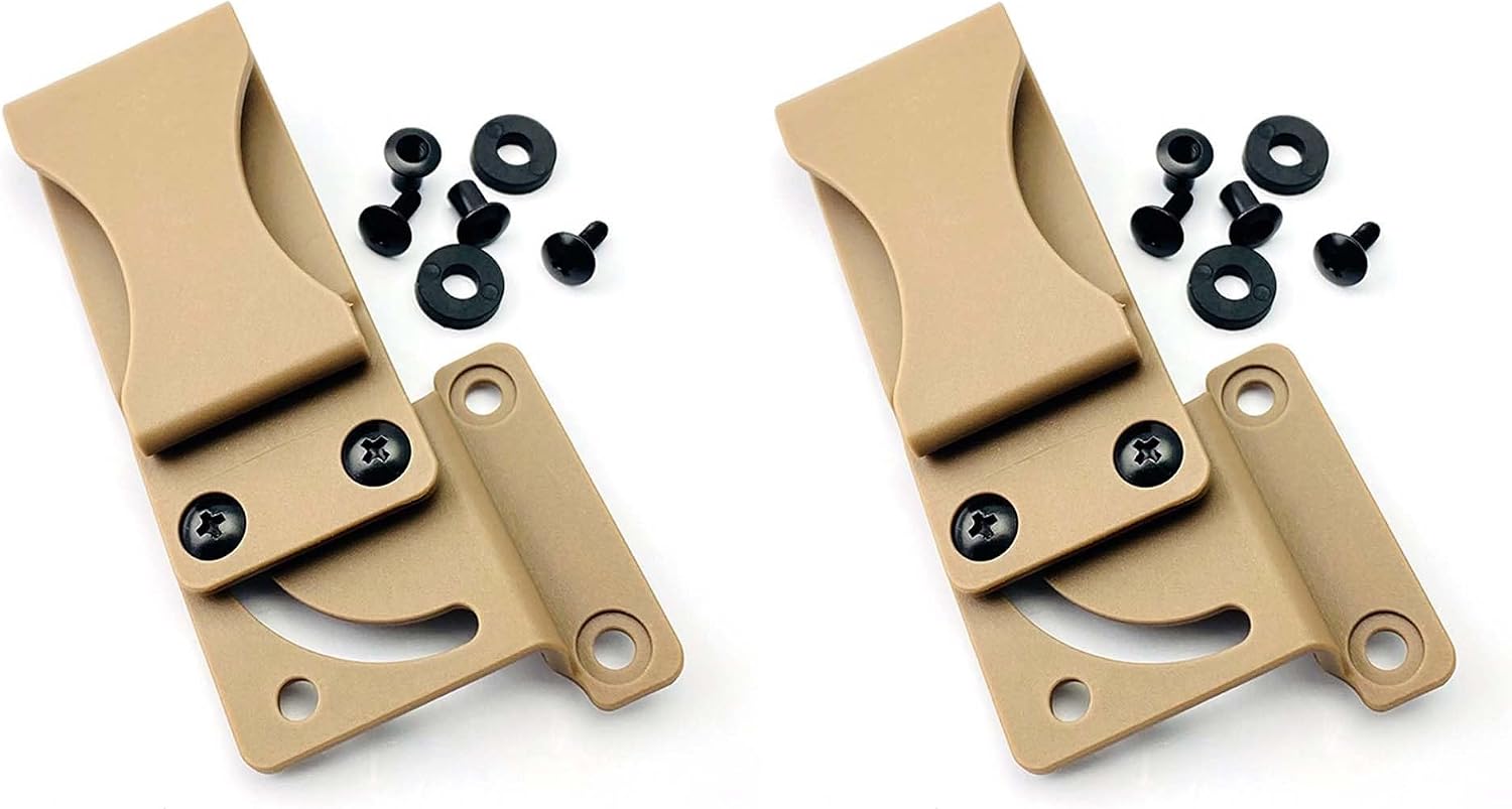 2 Sets Nylon Pocket Clip with Screws Fits for Kydex Sheath Knife Case, Universal Deep Carry Back Clip DIY Accessory(Black,Medium)