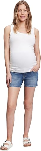 GAP Women's Maternity True Waistband Full Panel 4" Denim Shorts