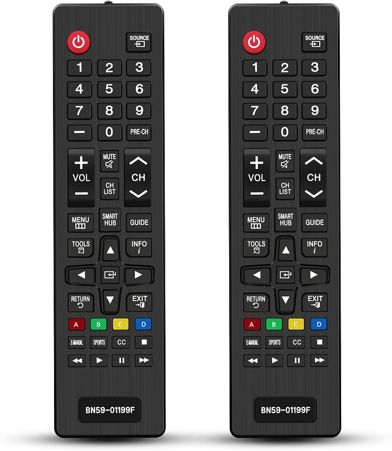 2 stuks universele afstandsbediening televisie voor Samsung, tv-afstandsbedieningen voor Samsung Smart TV, universele afstandsbediening BN59-01199F, vervangende afstandsbediening voor Samsung