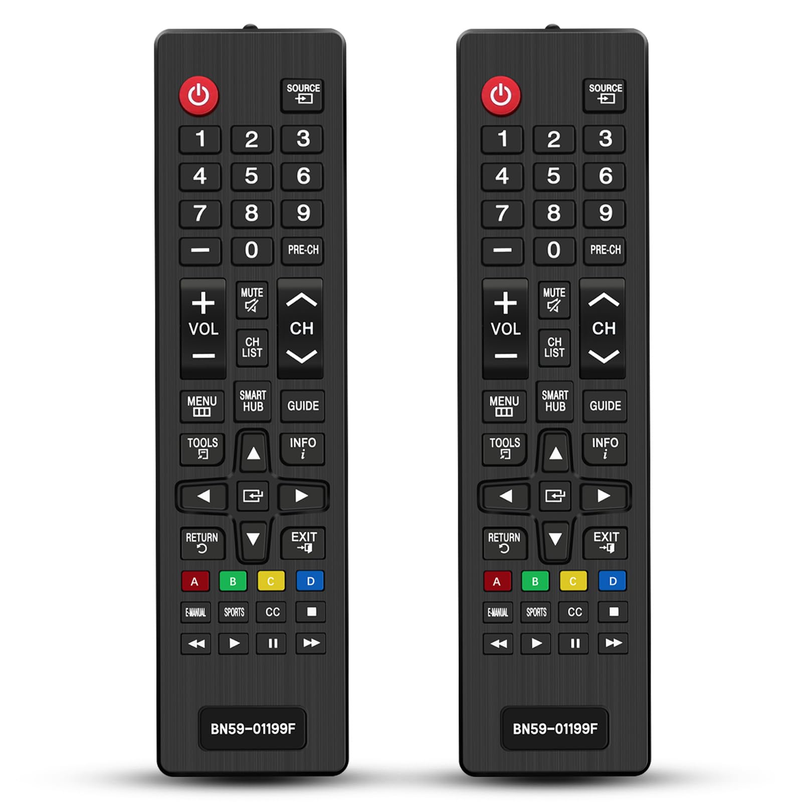 2 Pezzi Telecomando Universale per Samsung Smart TV, BN59-01199F Sostitutivo Telecomando, Compatibile con Samsung Smart TV LCD LED HDTV 3D 4K, Nessuna Configurazione, Telecomando TV Universale