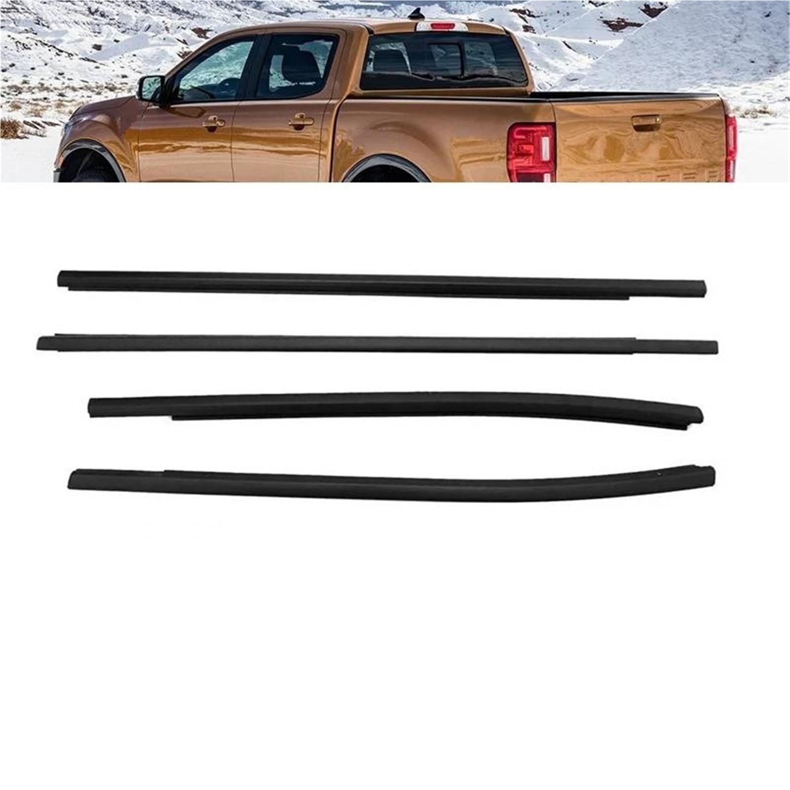 4 burletes para Ventanas de Puertas de Coche para Ranger 2012-2020 (4 Puertas) Molduras Laterales Exteriores, Cintas de Sellado, burletes para Ventanas