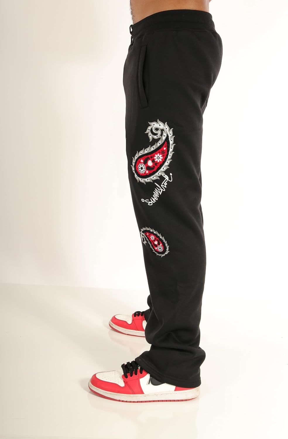 SCREENSHOT Fleece Pants 3202 Mens Streetwear Urban Fit Fleece Pants - Stacked Flare Sweatpants Ribbed Wasteband Drawstring - Image 3