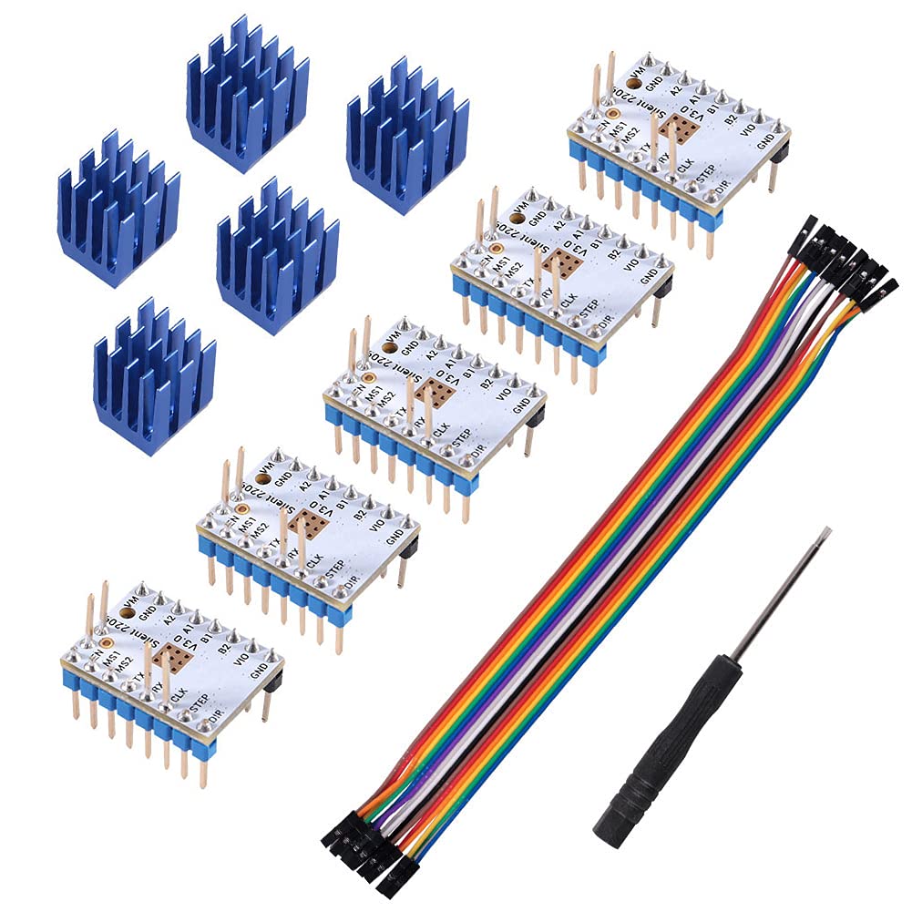 5pcs 3D-Drucker TMC2209 V3.0 Schrittmotortreiber, TMC2209 Schrittmotortreibermodul mit Kühlkörper-Mute-Antrieb 256 Mikroschritte für 3D-Drucker-Controller-Boards SKR V1.3 MKS GEN L Rampen