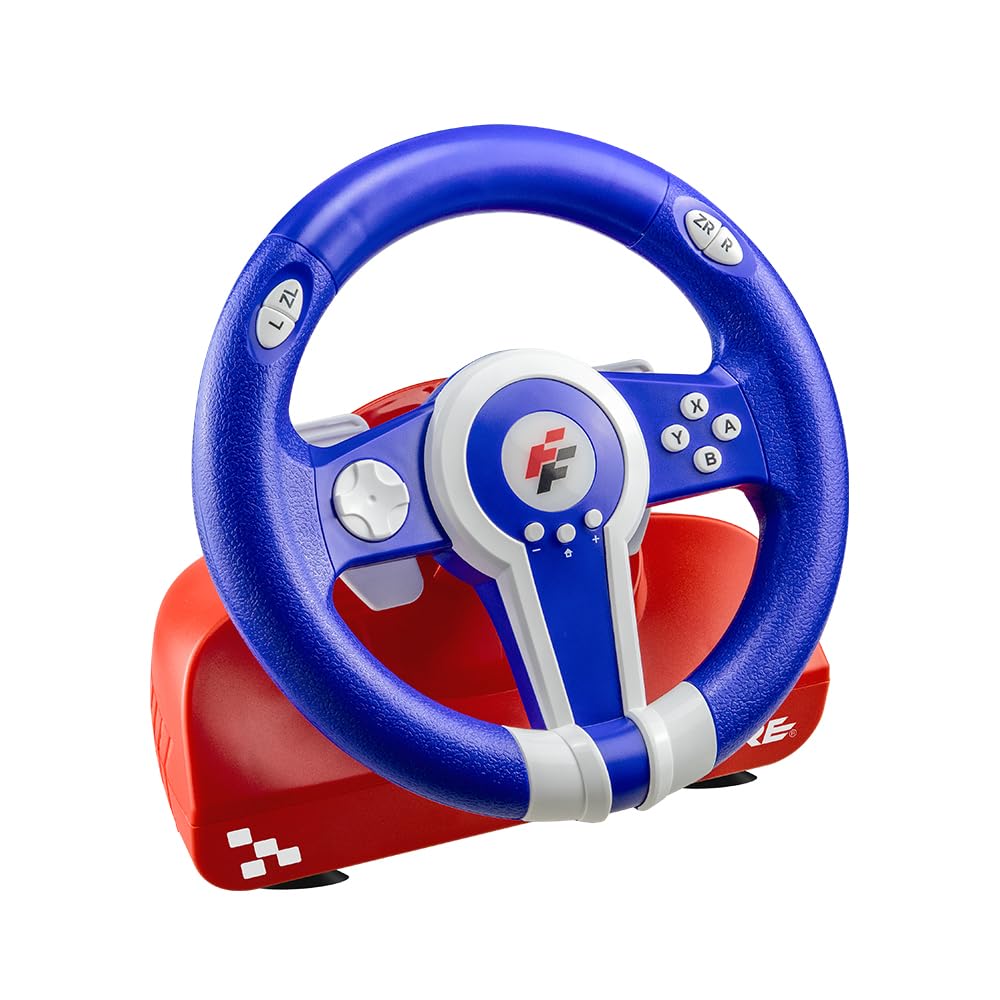 Flashfire Monza Racing Wheel e pedaliera a pedale per Nintendo Switch e PC con funzione di feedback vibrazione.