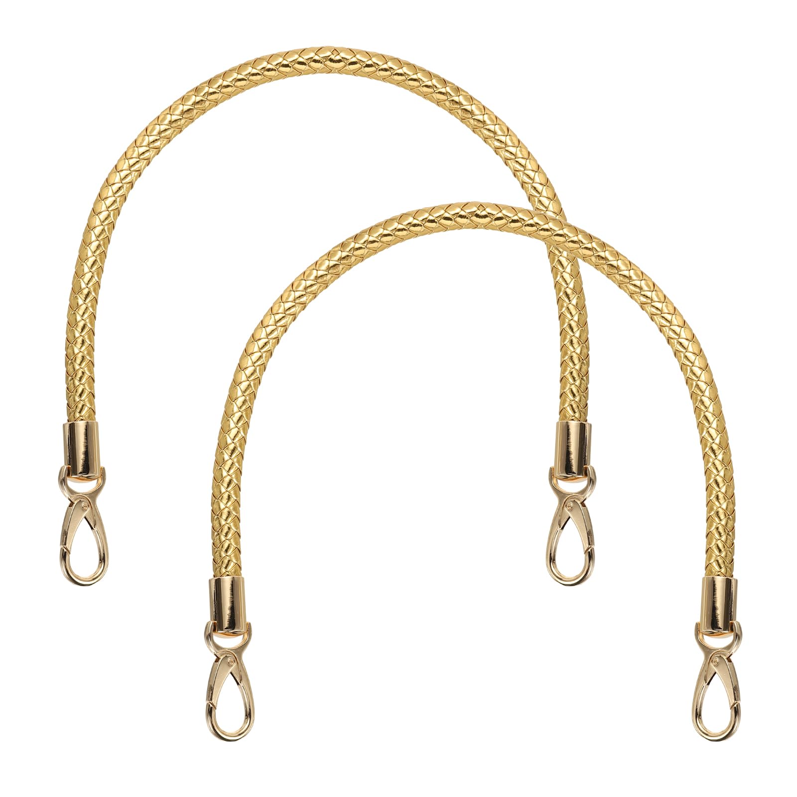 sourcing map 2 Pcs Braided Purse Strap, 21.6 Inch PU Leather Purse Strap Handle Replacement for Handbag Tote Underarm Bag Making (Gold)