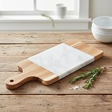 Deconox Akasya Mermer Sunumluk 33x13 cm - Do al Ah ap ve Beyaz Mermer Detayl  Peynir,  ark teri ve Kahvalt  Sunum Tahtas