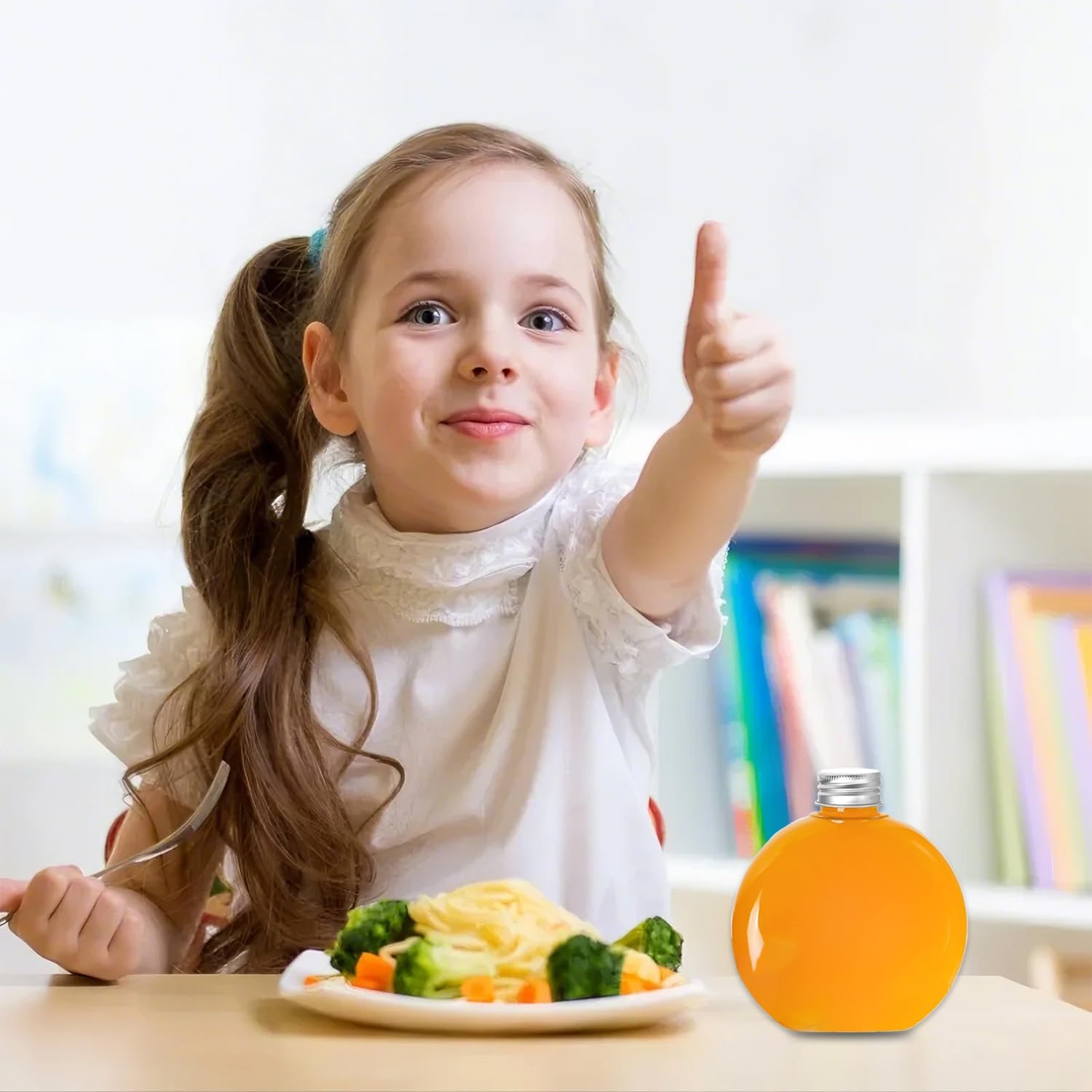 Juice Bottles, 24 Pack 10 Oz Plastic Bottles Mini Beverage Container Juice Containers, Round Flat Bottles Plastic Flask Bottle For Drinks, Milk, Tea, Alcohol, Liquor (10 Oz) - Image 5