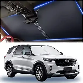 Para-sol automotivo de vidro espesso 240T e vem com bolsa de armazenamento, mantém o interior do carro frio, pára-brisa universal para carros, caminhões, SUVs (G (145 x 80 cm))