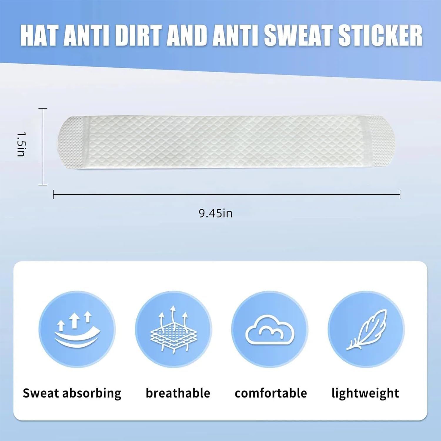 Hat Sweat Liner Self Adhesive Hat Linesr Sweat Protection Skin Friendly Prevent Makeup Stains Sweatband Pads for Women Men Golf Baseball Caps