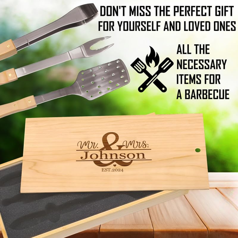Set parrillero personalizado con caja de madera grabada miniatura 6