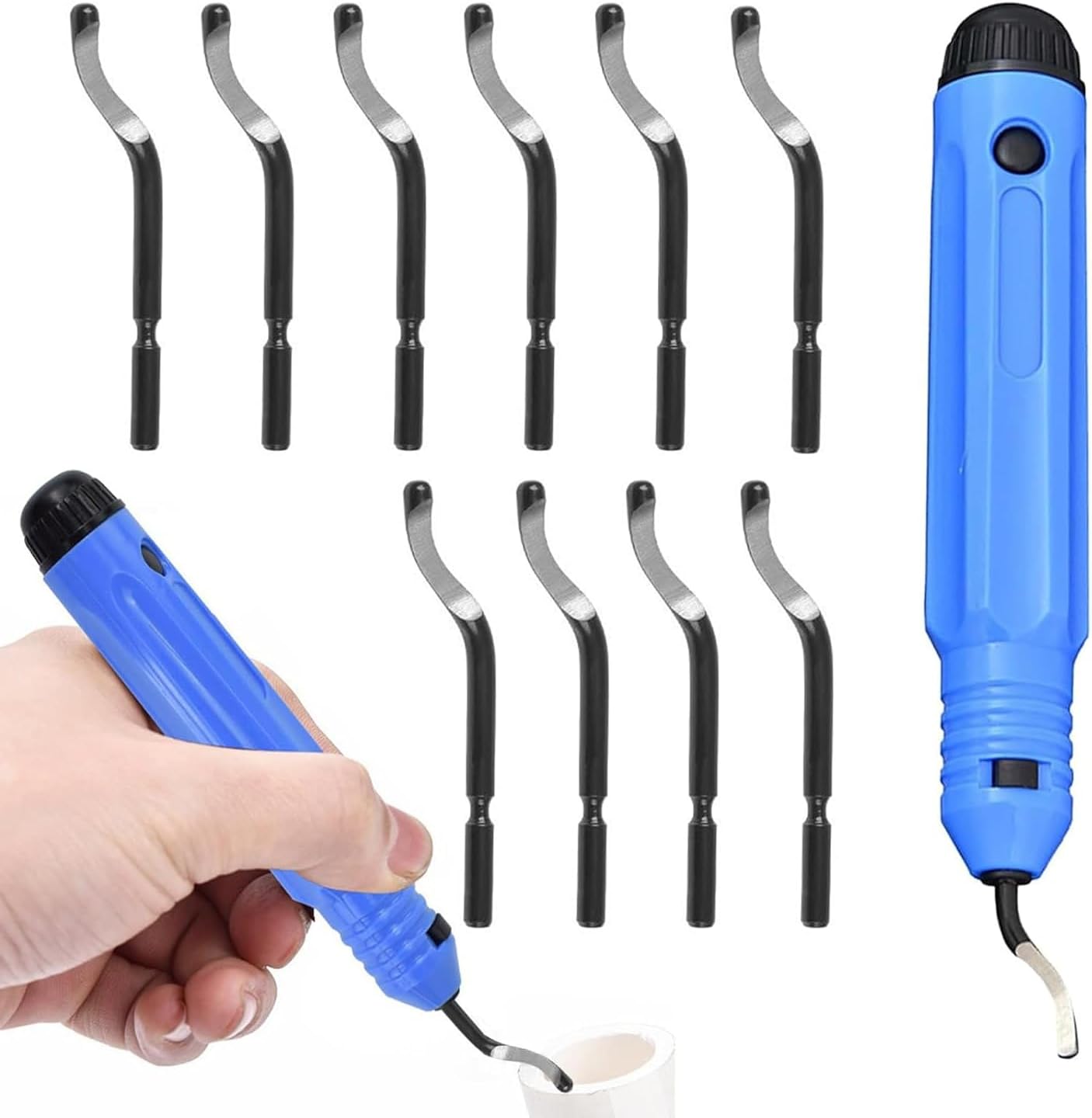 11Pcs Premium Deburring Tool Kit - Durable Hand Reamer Set for Metal, Plastic & Wood, Wear-Resistant Design with Ergonomic Handle for Precision Finishing & Smoothing