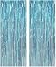ShiDianYi Metallic Foil Fringe-Backdrops-Turquoise-6FTX8FT Tinsel Party/Window/Door Decorative Aqua Blue Fringe Curtains (Pack of 2) (Turquoise)