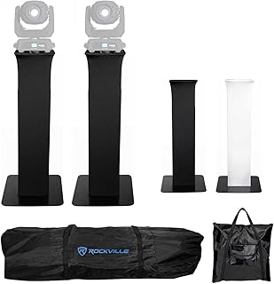 (2) Rockville RTP82B Adjustable Black Totem Moving Head Light Stands+Scrims+Bags