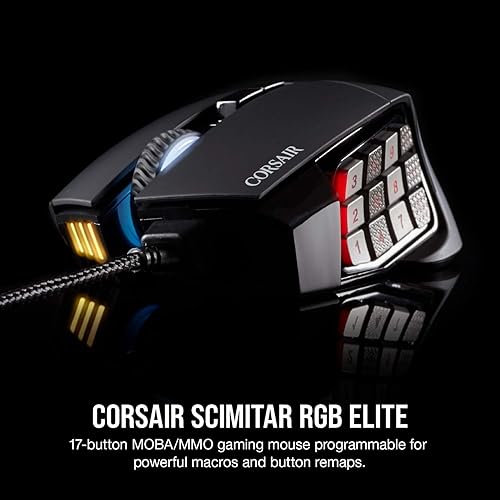 Miniatura 2 de Corsair Scimitar RGB Elite Mouse para juegos MOBA/MMO con cable - 18,000 DPI - 17 botones programables - Compatible con iCUE - PC, Mac, PS5, PS4,
