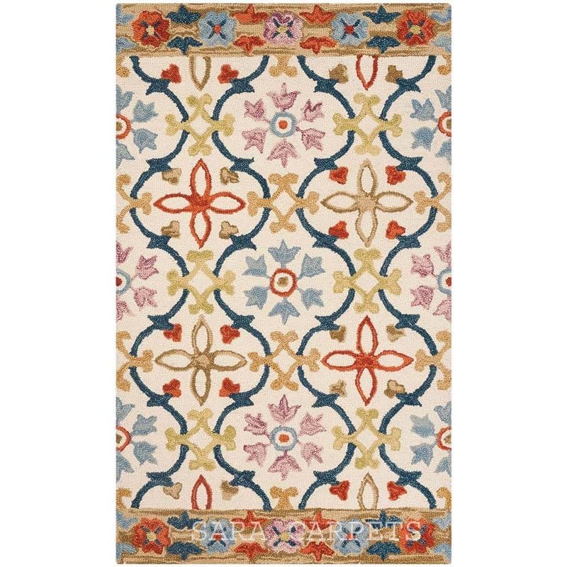 Image of Modern Abstract Hand Tufted Wool Floor Carpet for Home decore Living Room|Home and Bedroom & Hall 6x6 feet (180 x 180cm) Multi H38